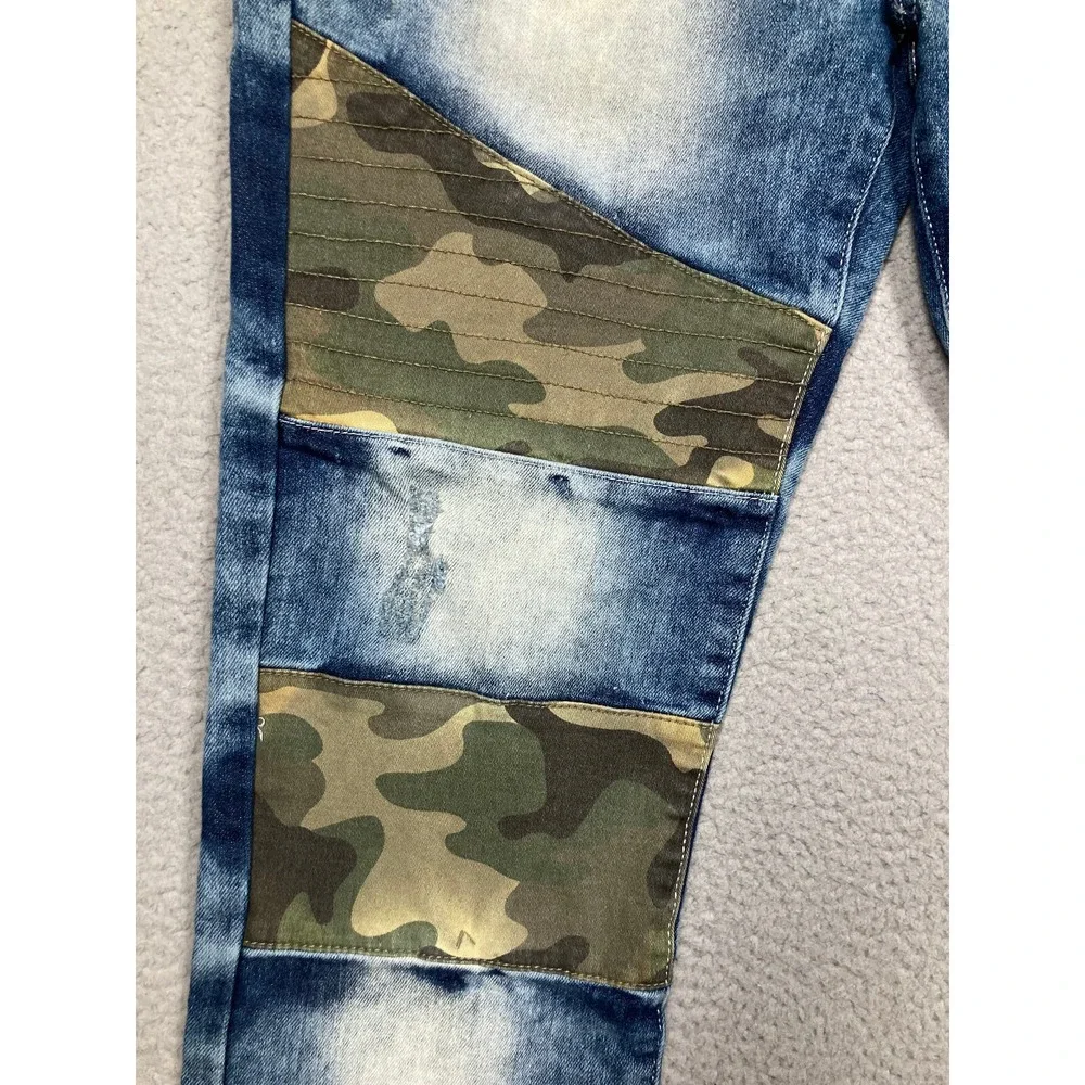 Southpole Jeans Men's 32x32 Blue Moto Camo Faded Skater Rocker Grunge Streetwear